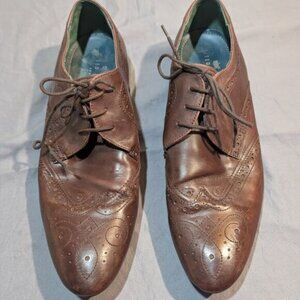 Ted Baker London Vineey Burgundy Derby Wingtip Men Oxford Leather Shoes Size 10